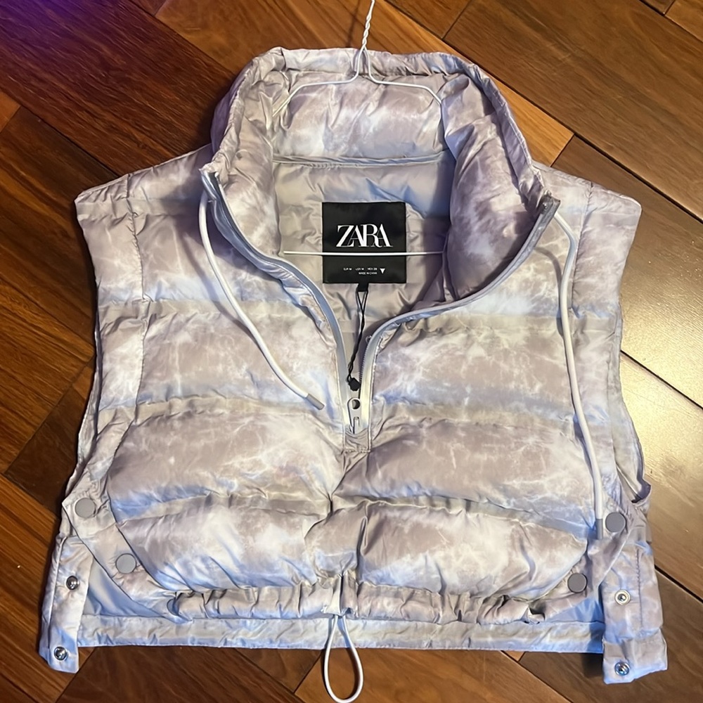 Brand new Zara grey/ white muted tye dye cropped vest